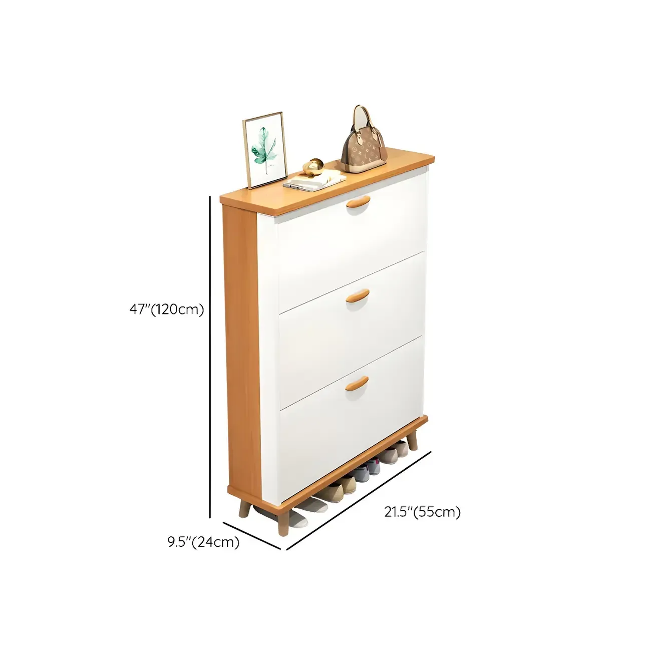 Entryway Vertical Solid Wood Shoe Storage Cabinet  Image - 32