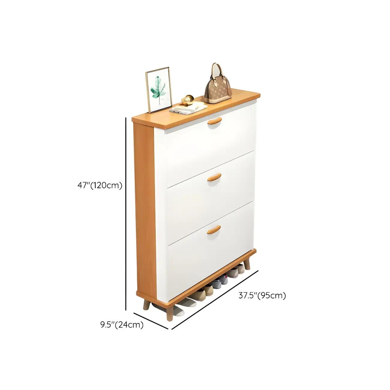 Entryway Vertical Solid Wood Shoe Storage Cabinet  Image - 36