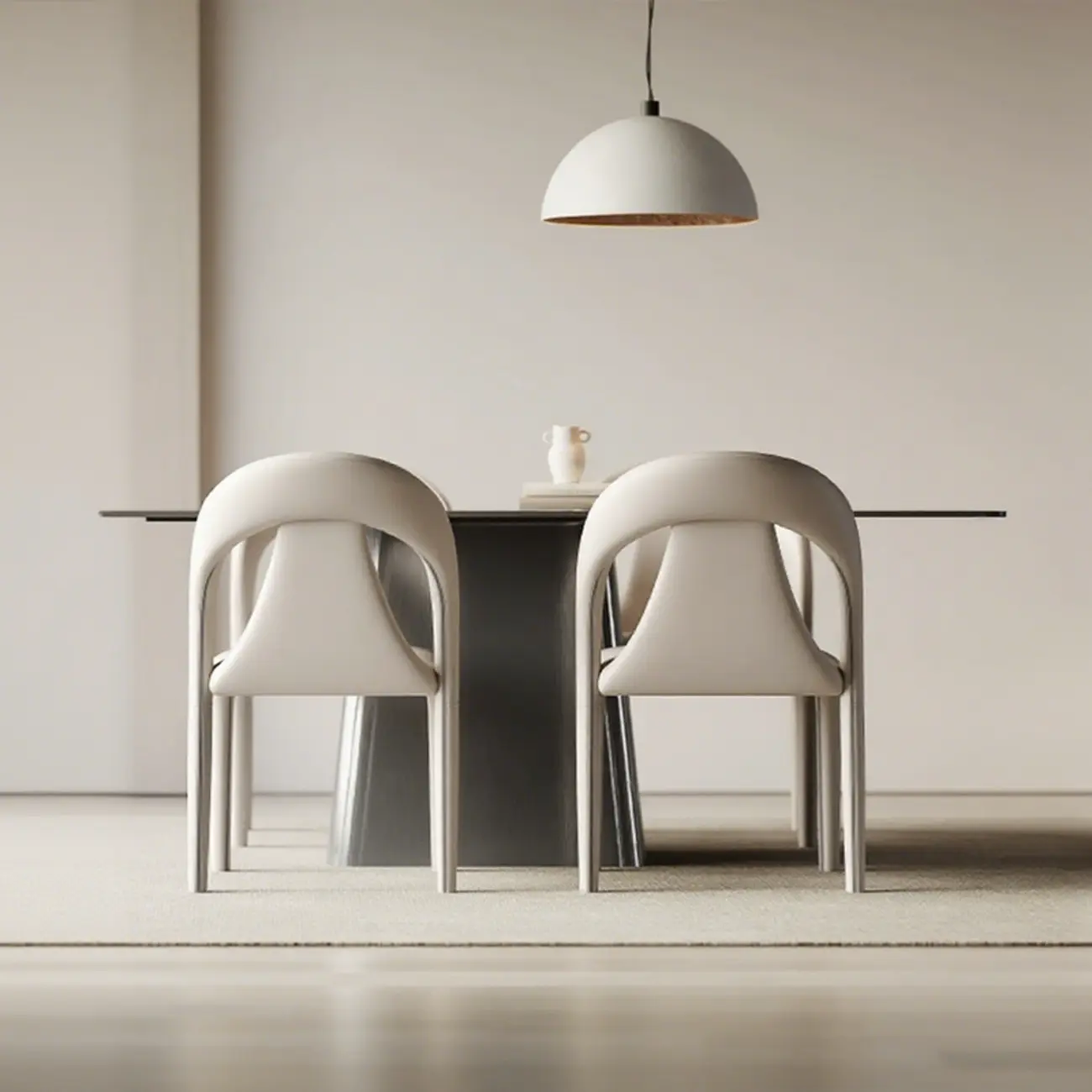 Modern Faux Leather Curved Back Armless Dining Chair Set of 2 Image - 1 | homeyfad