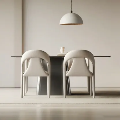 Modern Faux Leather Curved Back Armless Dining Chair Set of 2 Image - 1