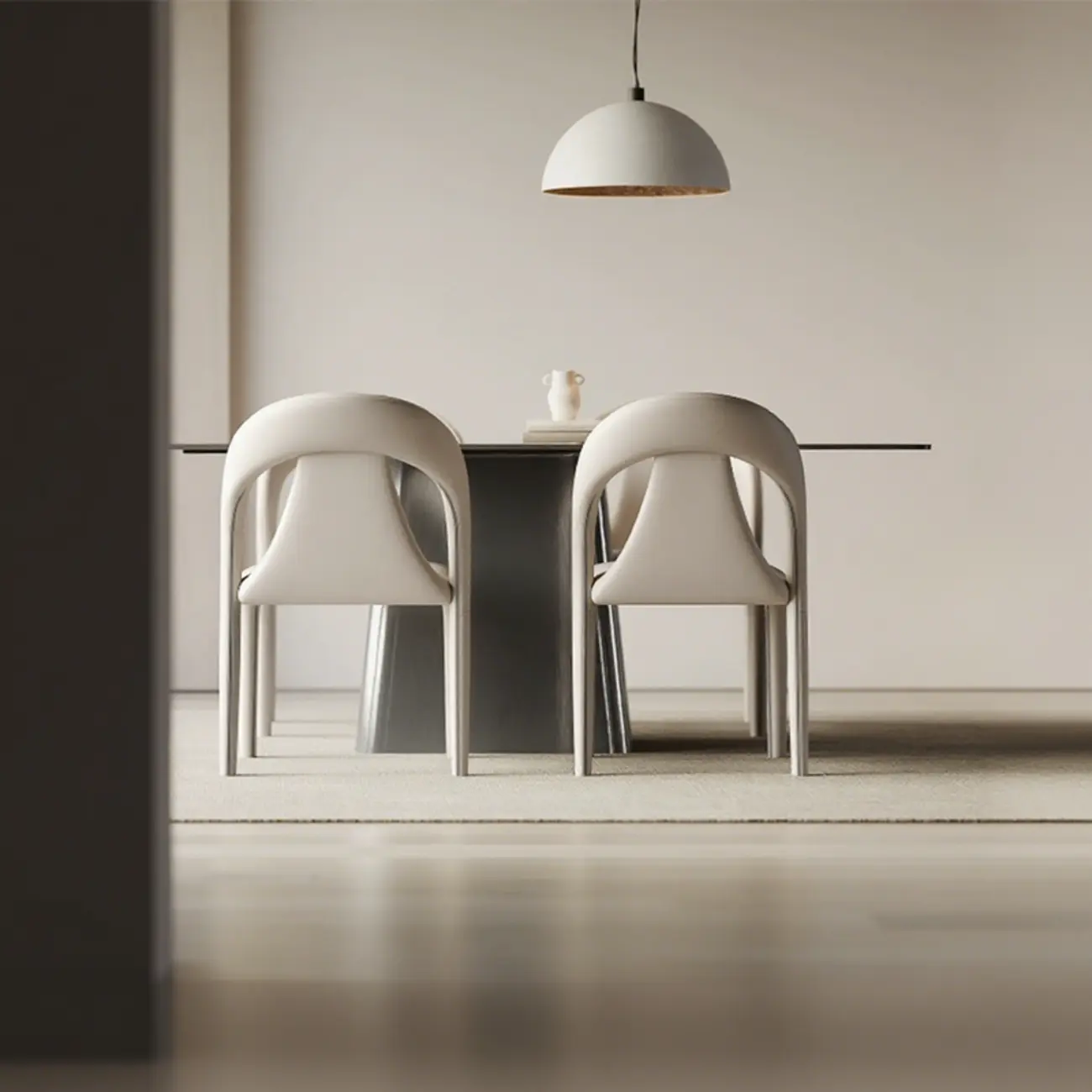 Modern Faux Leather Curved Back Armless Dining Chair Set of 2 Image - 4 | homeyfad