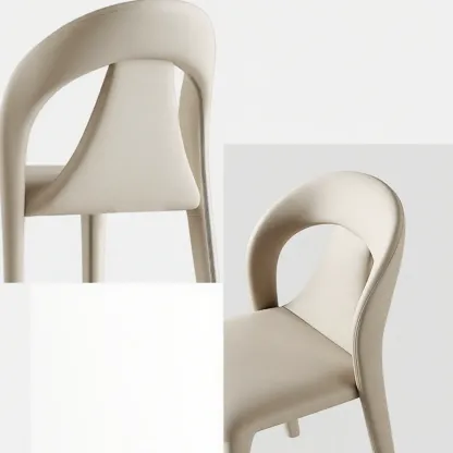 Modern Faux Leather Curved Back Armless Dining Chair Set of 2 Image - 5
