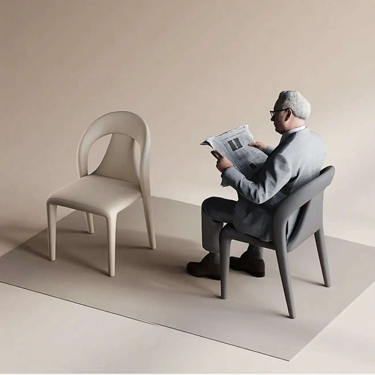 Modern Faux Leather Curved Back Armless Dining Chair Set of 2 Image - 6