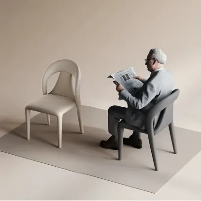 Modern Faux Leather Curved Back Armless Dining Chair Set of 2 Image - 6