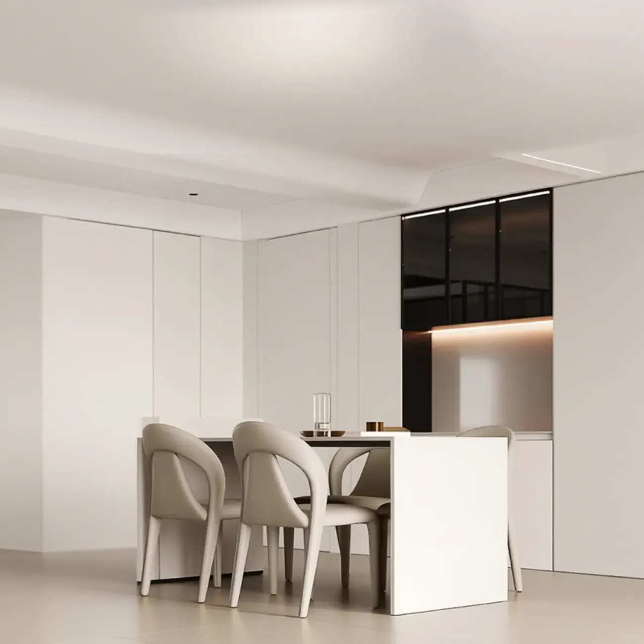 Modern Faux Leather Curved Back Armless Dining Chair Set of 2 Image - 7