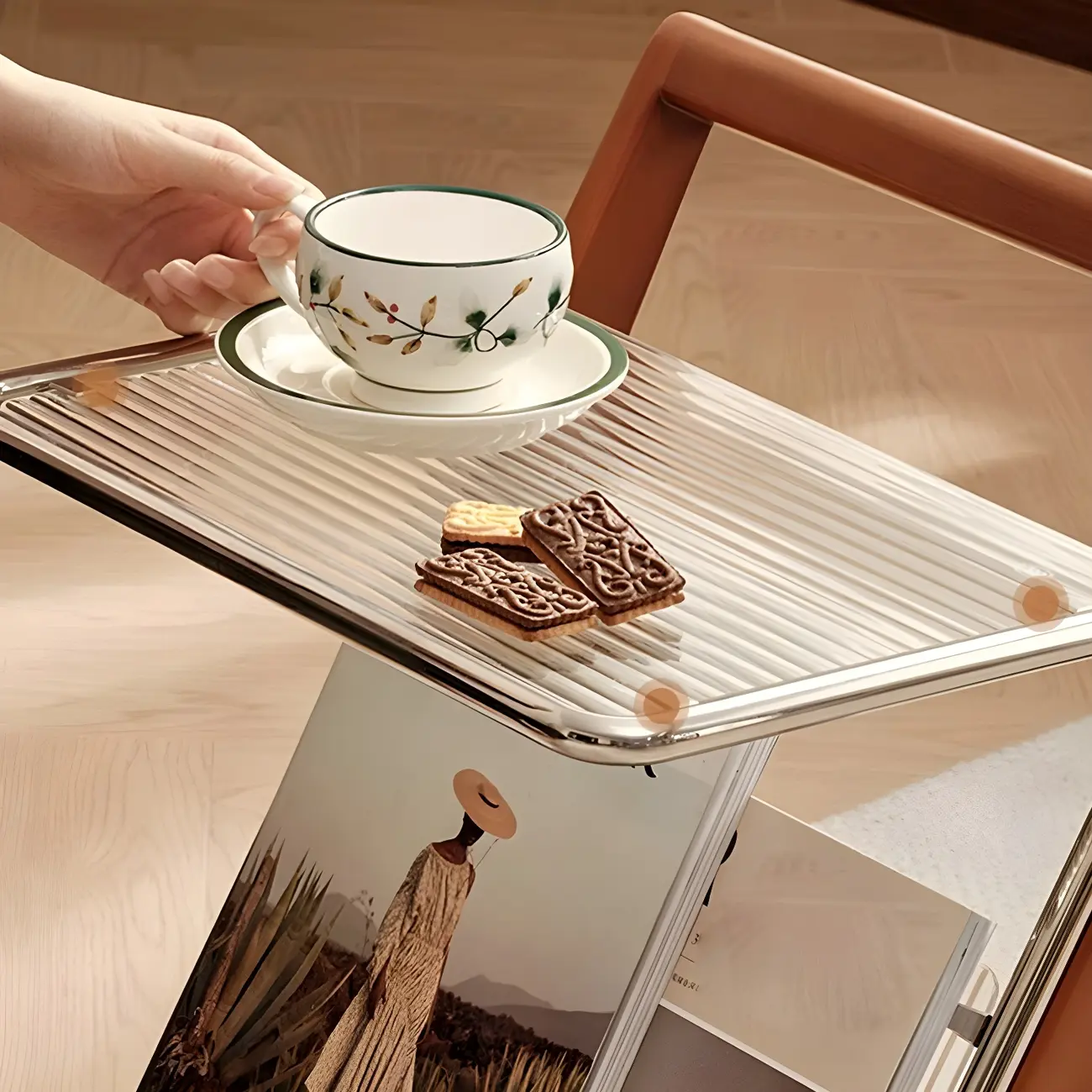 Unique Z-Shaped Solid Wood Glass Display Small Side Table Image - 11 | homeyfad