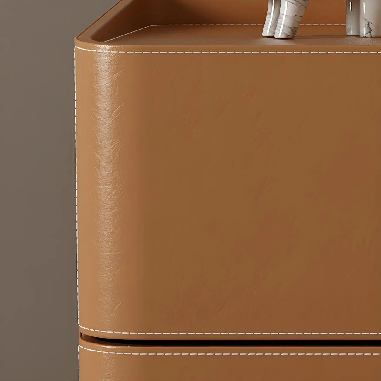 Modern Black Faux Leather Top Wood 2-Drawer Nightstand Image - 12 | homeyfad