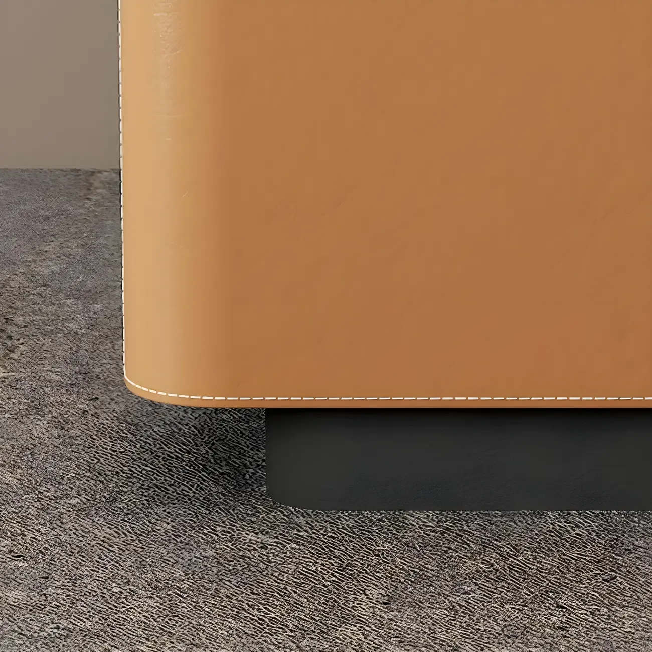 Modern Black Faux Leather Top Wood 2-Drawer Nightstand Image - 16