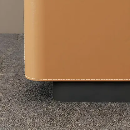 Modern Black Faux Leather Top Wood 2-Drawer Nightstand Image - 16