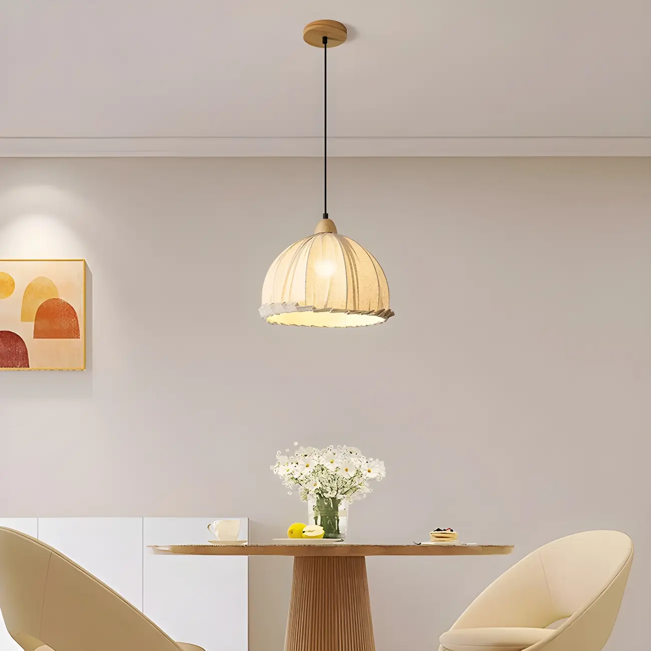 Modern Dome Adjustable Design Multi Lamp Pendant Lights with Wood for Dining Room | homeyfad