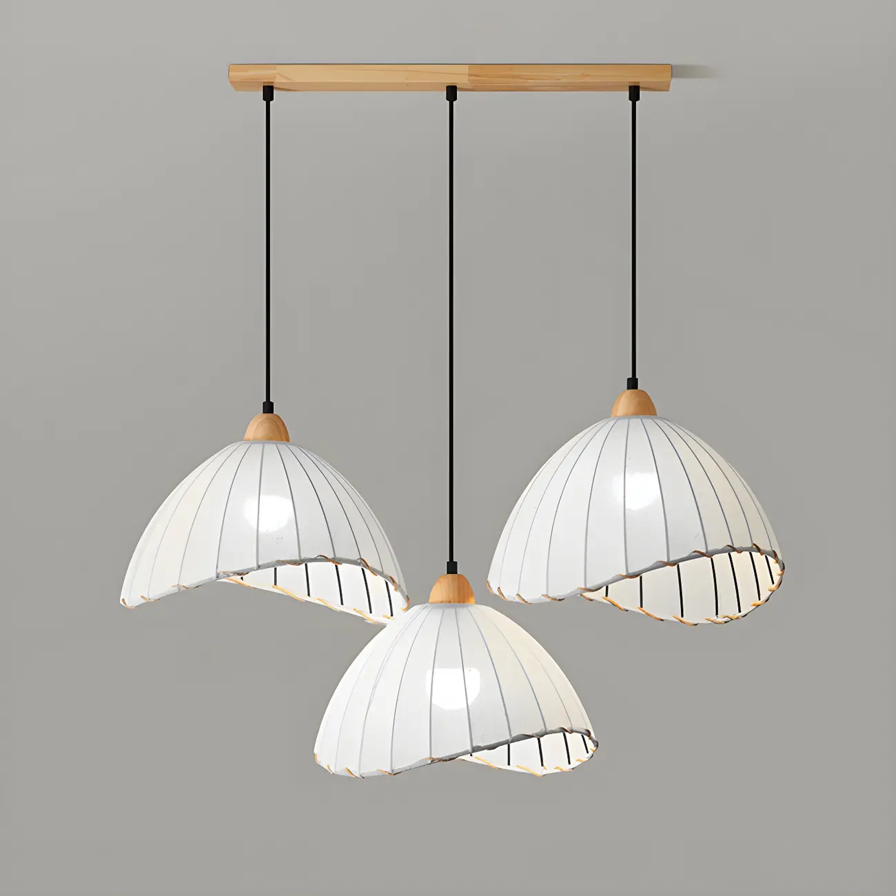Modern Dome Adjustable Design Multi Lamp Pendant Lights with Wood for Dining Room | homeyfad