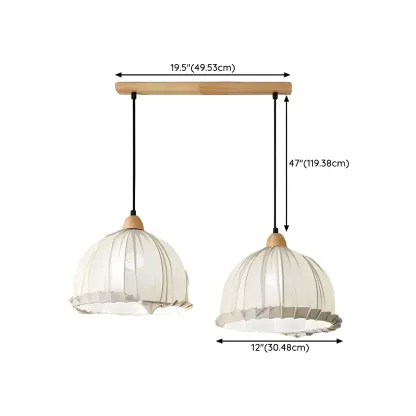 Modern Dome Adjustable Design Multi Lamp Pendant Lights with Wood for Dining Room
