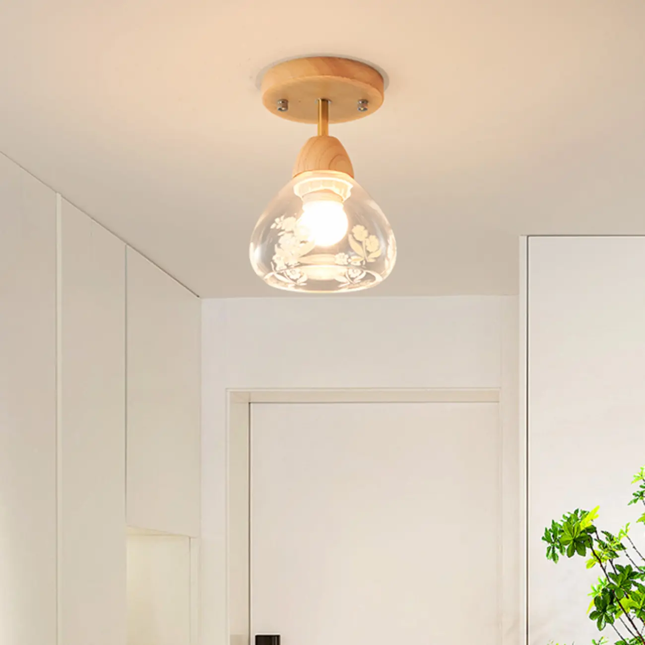 Cone-Shaped Glass Semi Flush Ceiling Light for Living Room Image - 2 | homeyfad