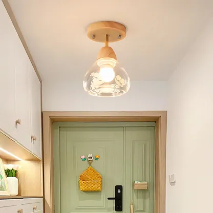 Cone-Shaped Glass Semi Flush Ceiling Light for Living Room Image - 3