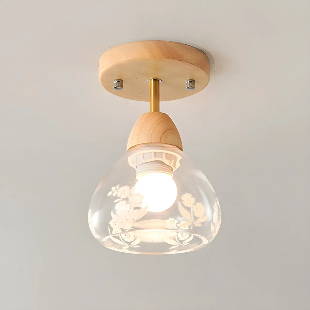 Cone-Shaped Glass Semi Flush Ceiling Light for Living Room Image - 6