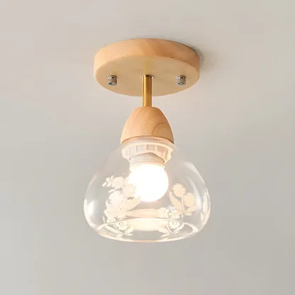 Cone-Shaped Glass Semi Flush Ceiling Light for Living Room Image - 6