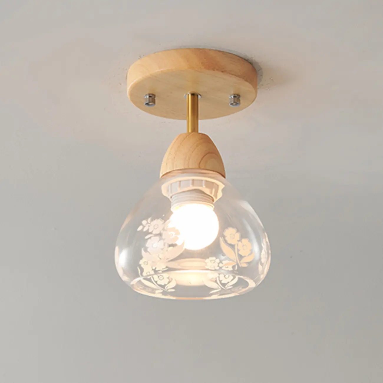 Cone-Shaped Glass Semi Flush Ceiling Light for Living Room Image - 7 | homeyfad