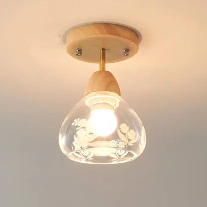 Cone-Shaped Glass Semi Flush Ceiling Light for Living Room Image - 8