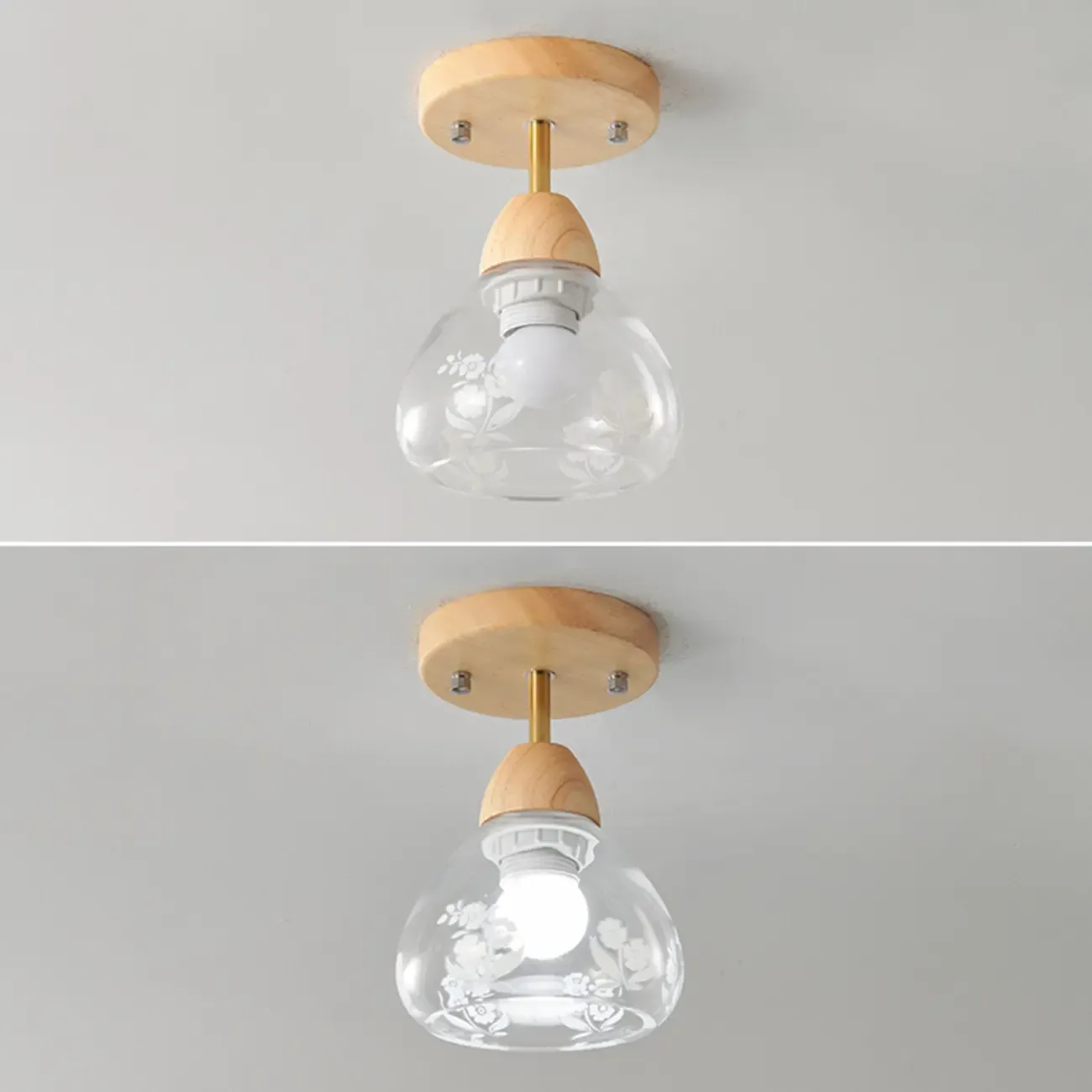 Cone-Shaped Glass Semi Flush Ceiling Light for Living Room Image - 9