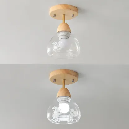 Cone-Shaped Glass Semi Flush Ceiling Light for Living Room Image - 9