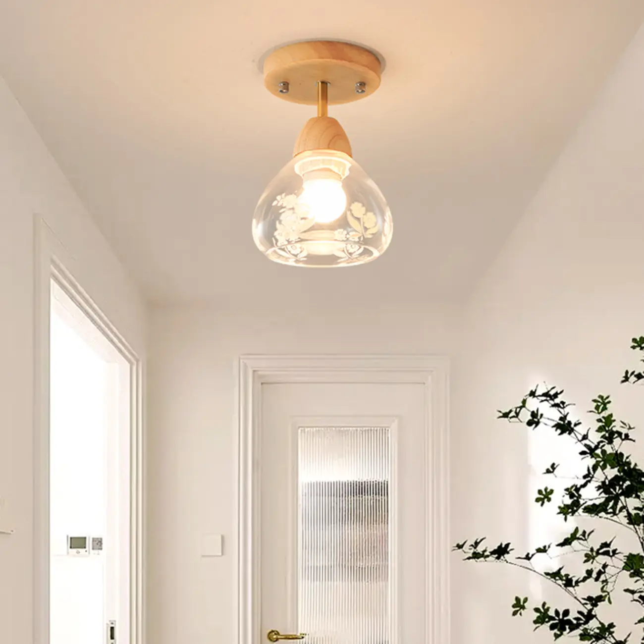 Cone-Shaped Glass Semi Flush Ceiling Light for Living Room Image - 12 | homeyfad