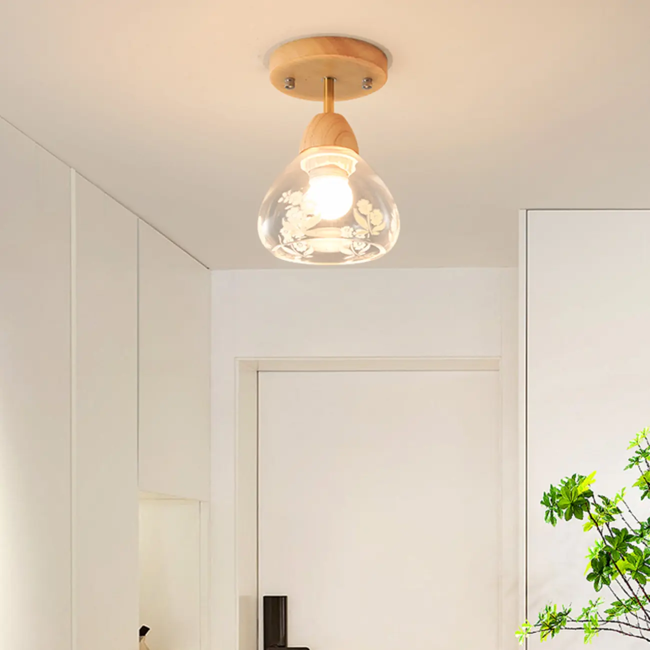 Cone-Shaped Glass Semi Flush Ceiling Light for Living Room Image - 13 | homeyfad