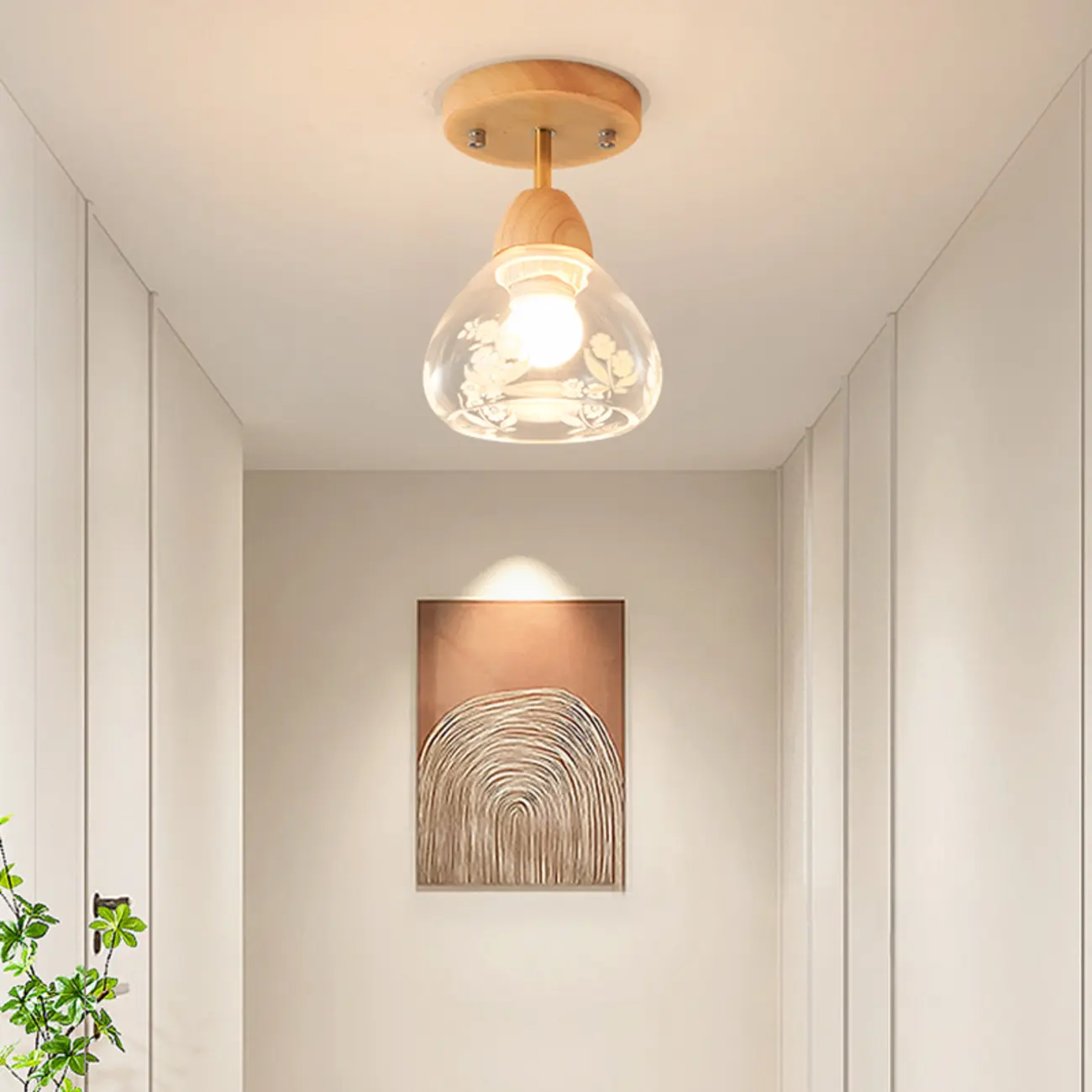 Cone-Shaped Glass Semi Flush Ceiling Light for Living Room Image - 14 | homeyfad