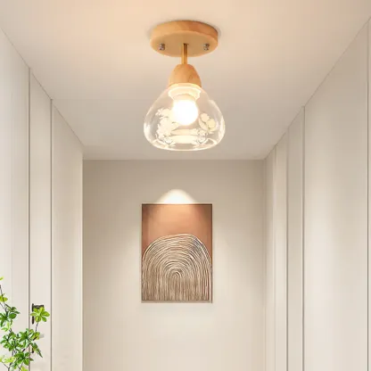 Cone-Shaped Glass Semi Flush Ceiling Light for Living Room Image - 14