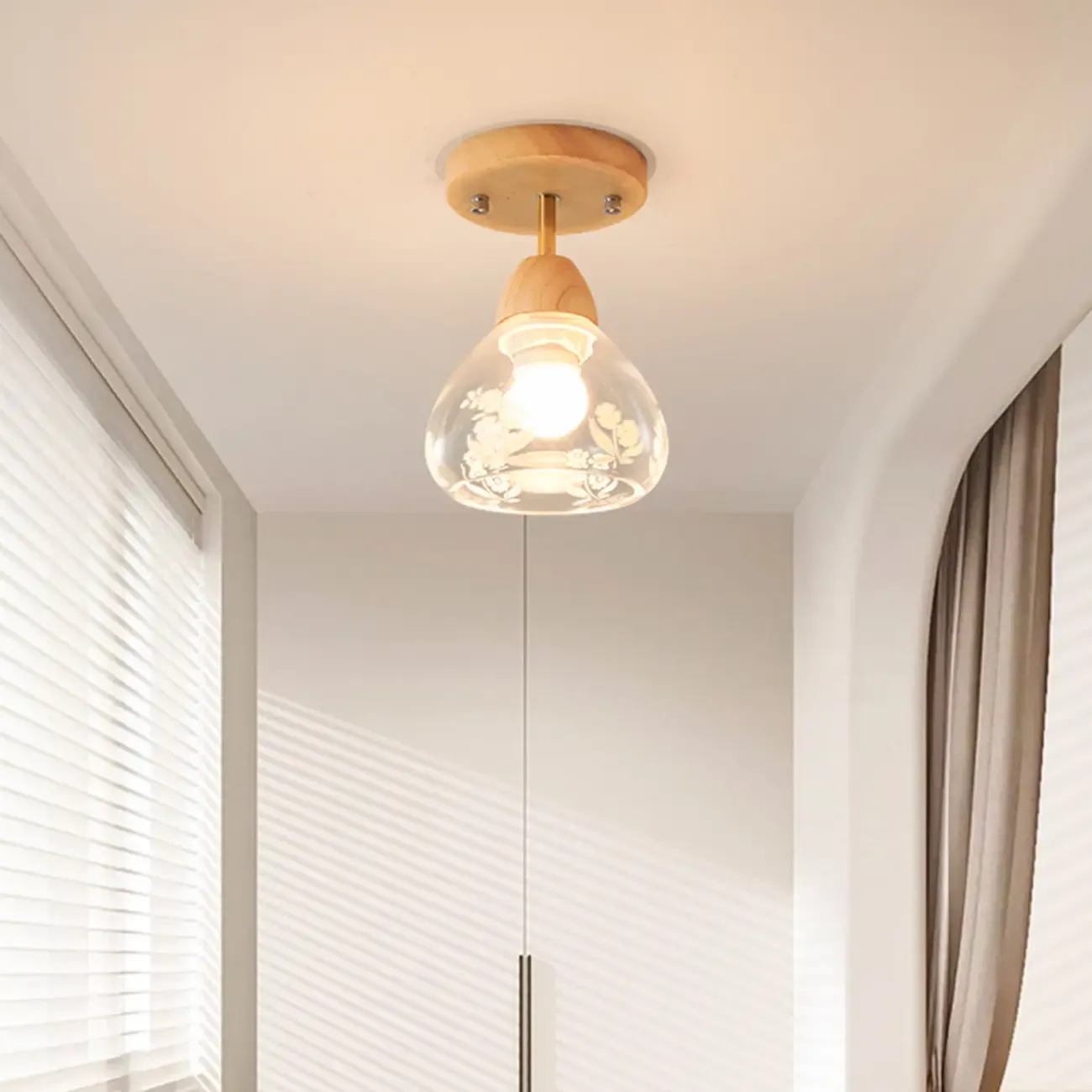 Cone-Shaped Glass Semi Flush Ceiling Light for Living Room Image - 15