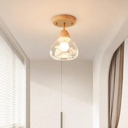 Cone-Shaped Glass Semi Flush Ceiling Light for Living Room Image - 15
