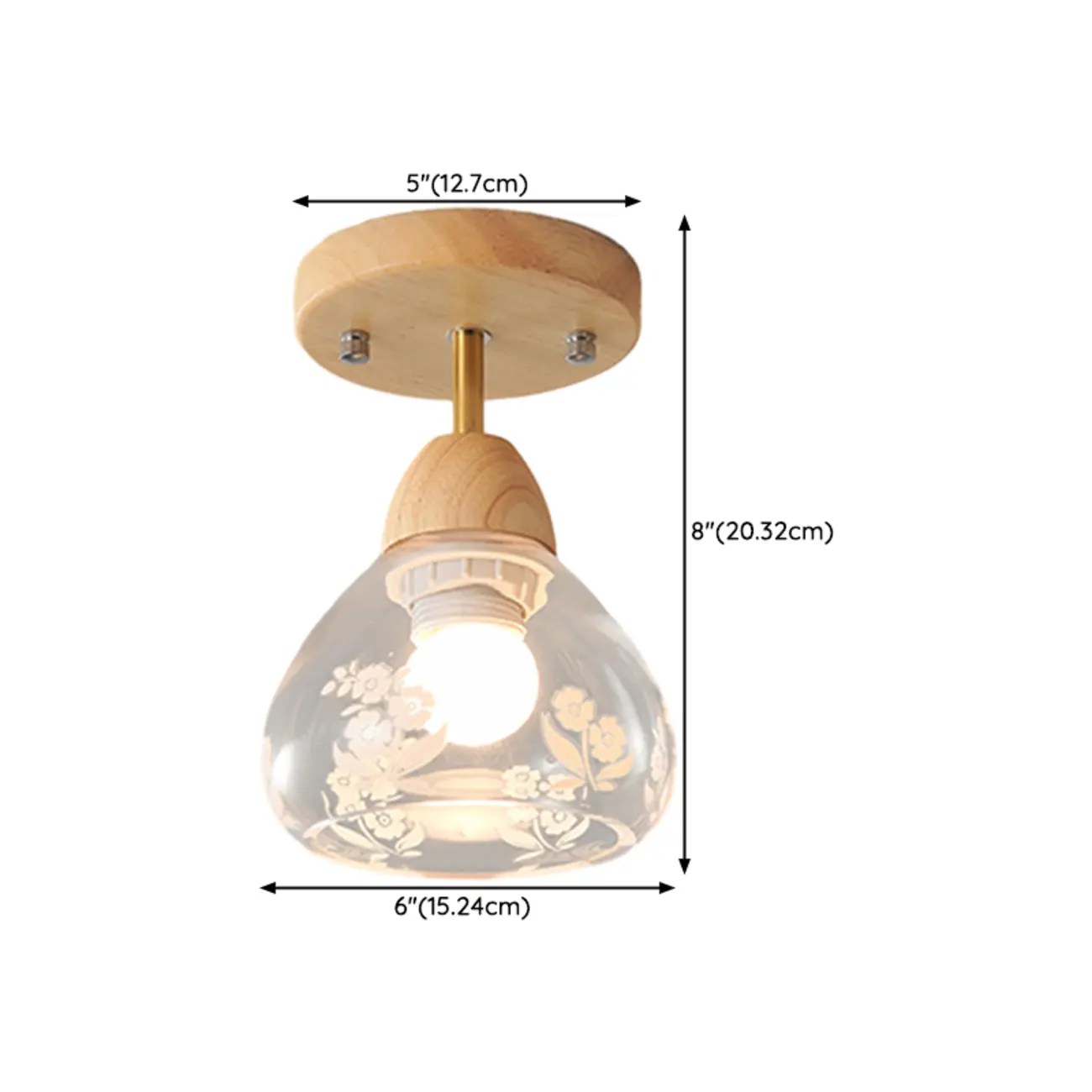 Cone-Shaped Glass Semi Flush Ceiling Light for Living Room #size | homeyfad