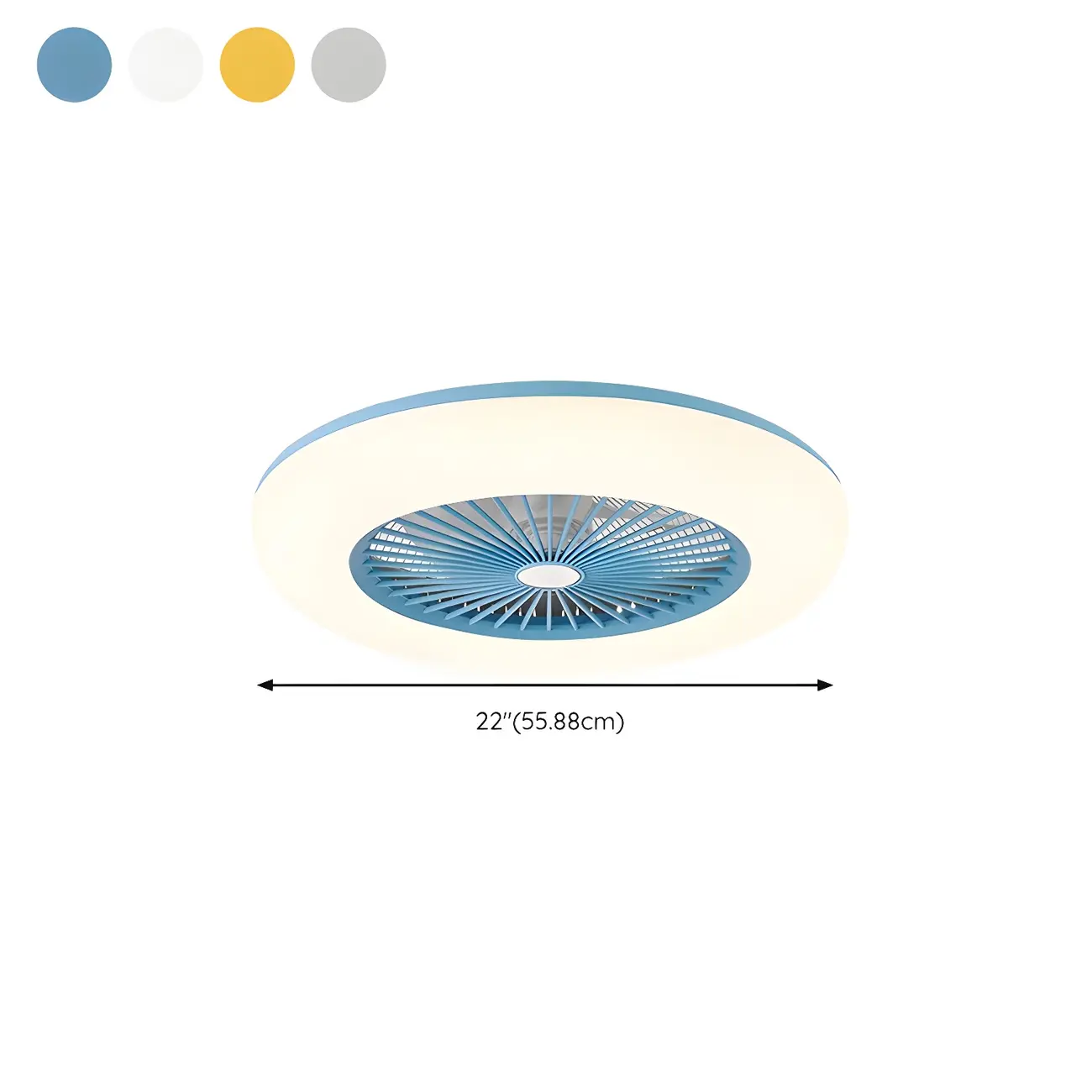 18" Flush Mount Ceiling Fan Dimmable LED and Remote for Living #size