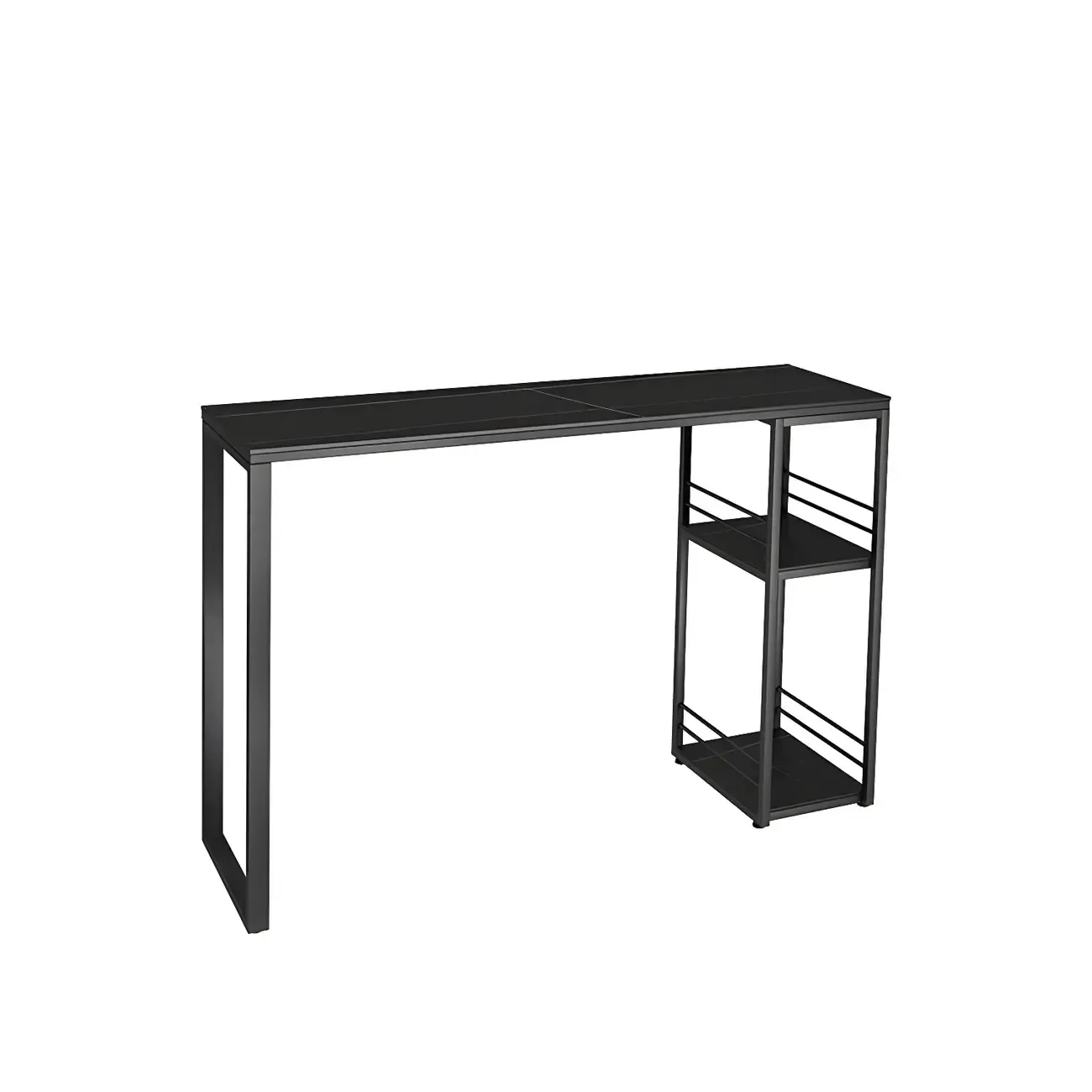 Modern Stone Top Metal 2-Shelf Bar Table for Kitchen Pub Image - 4