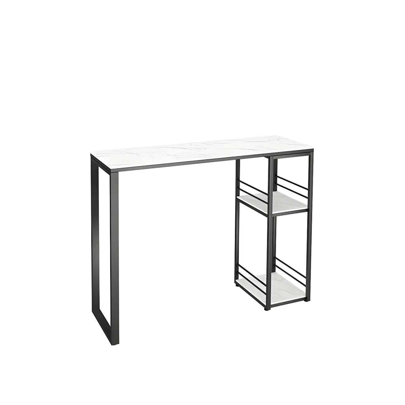 Modern Stone Top Metal 2-Shelf Bar Table for Kitchen Pub Image - 5 | homeyfad