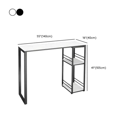 Modern Stone Top Metal 2-Shelf Bar Table for Kitchen Pub Image - 8