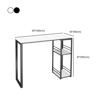 Modern Stone Top Metal 2-Shelf Bar Table for Kitchen Pub Image - 9