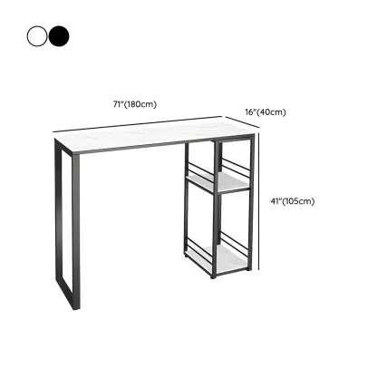 Modern Stone Top Metal 2-Shelf Bar Table for Kitchen Pub Image - 10