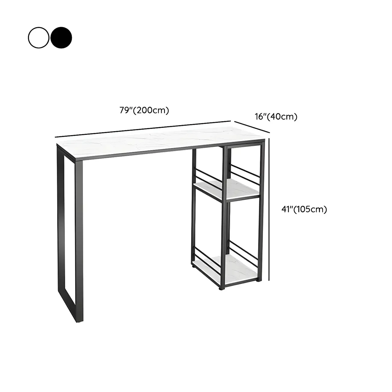 Modern Stone Top Metal 2-Shelf Bar Table for Kitchen Pub Image - 11