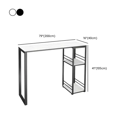 Modern Stone Top Metal 2-Shelf Bar Table for Kitchen Pub Image - 11