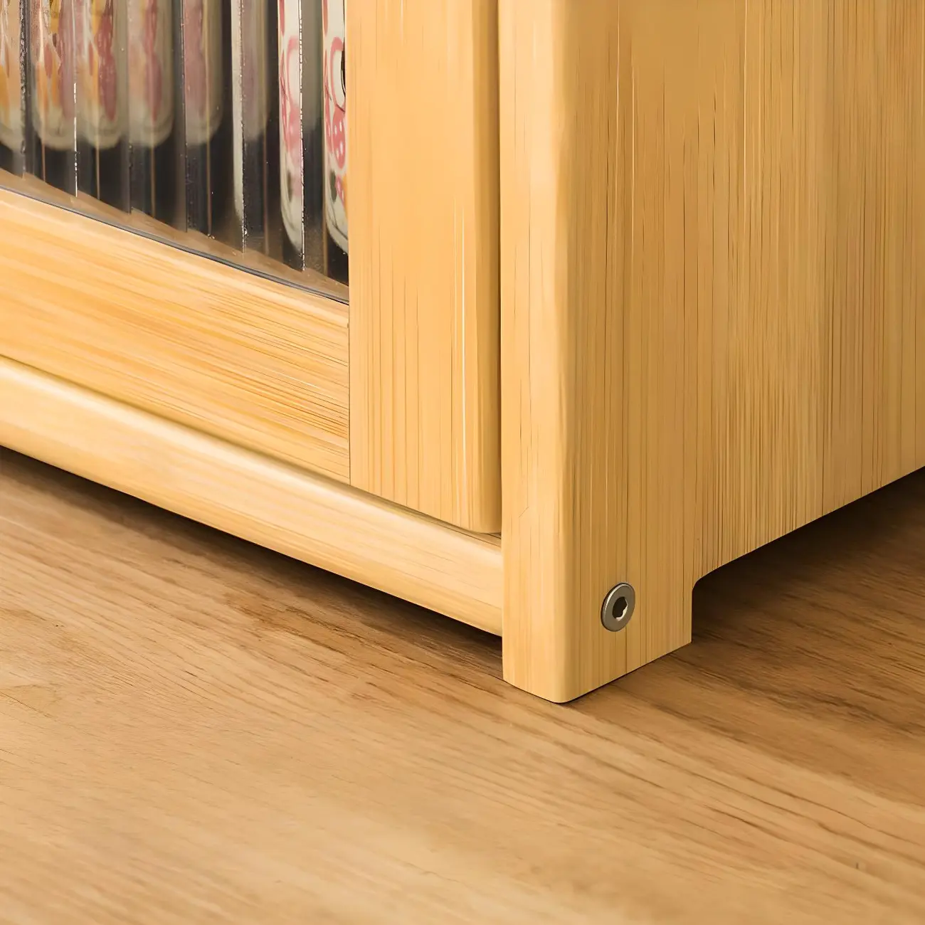 Modern Bamboo Display Cabinet with Acrylic Doors Image - 8 | homeyfad