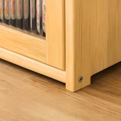 Modern Bamboo Display Cabinet with Acrylic Doors Image - 8