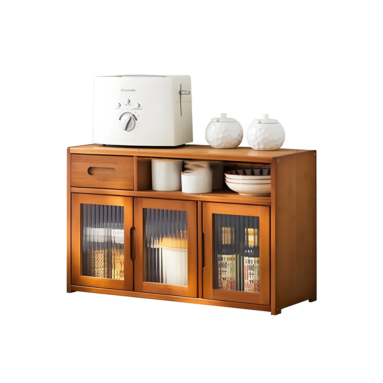 Modern Bamboo Display Cabinet with Acrylic Doors Image - 9 | homeyfad