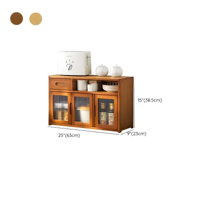 Modern Bamboo Display Cabinet with Acrylic Doors Image - 18