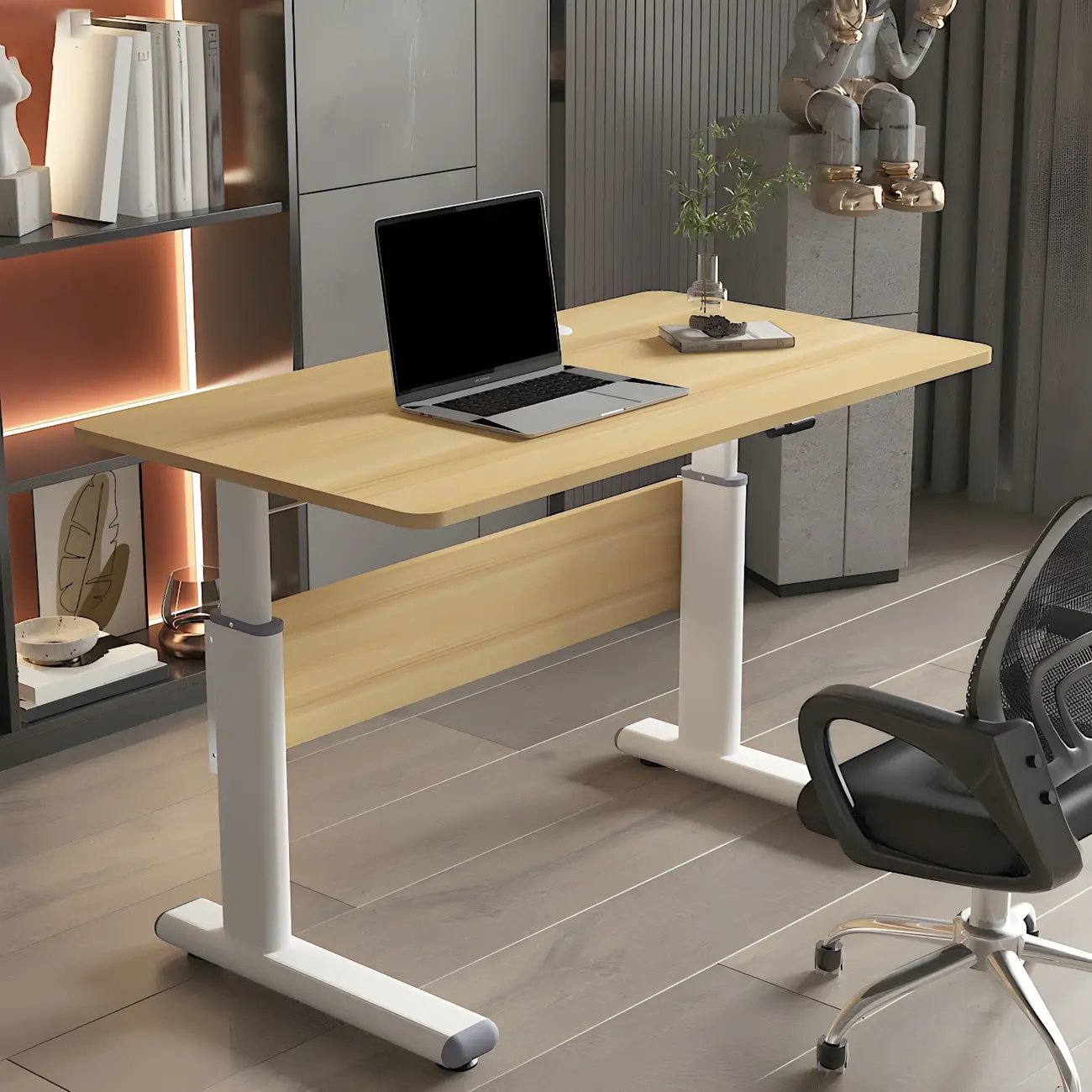 Modern Rectangular T-Shape Adjustable Standing Desk for Office Image - 1 | homeyfad