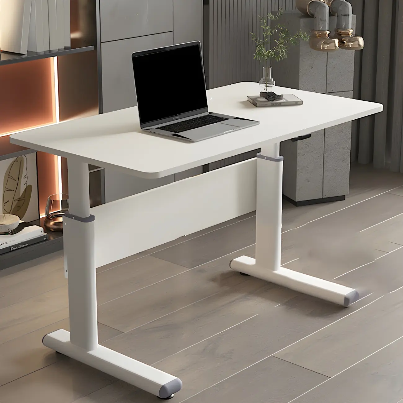 Modern Rectangular T-Shape Adjustable Standing Desk for Office Image - 2 | homeyfad