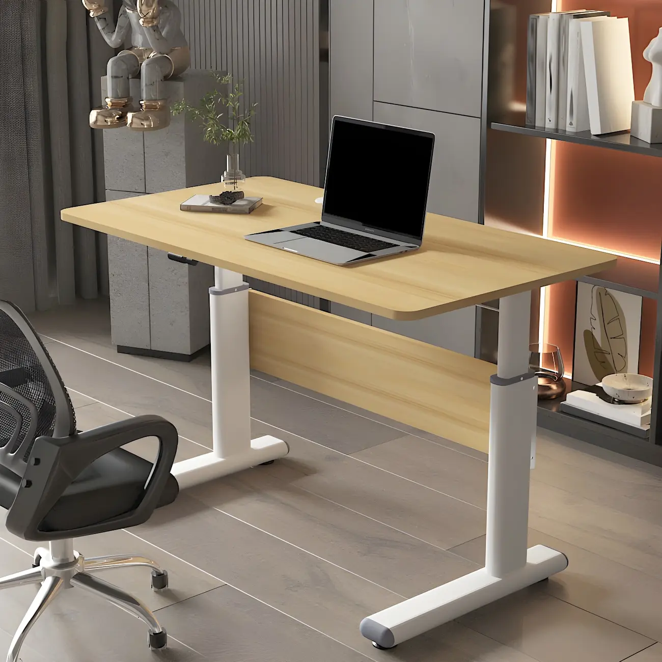 Modern Rectangular T-Shape Adjustable Standing Desk for Office Image - 4 | homeyfad