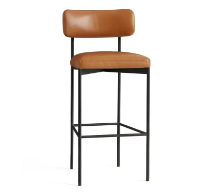 Industrial Pu Leather Low Back Armless Bar Stool Image - 7
