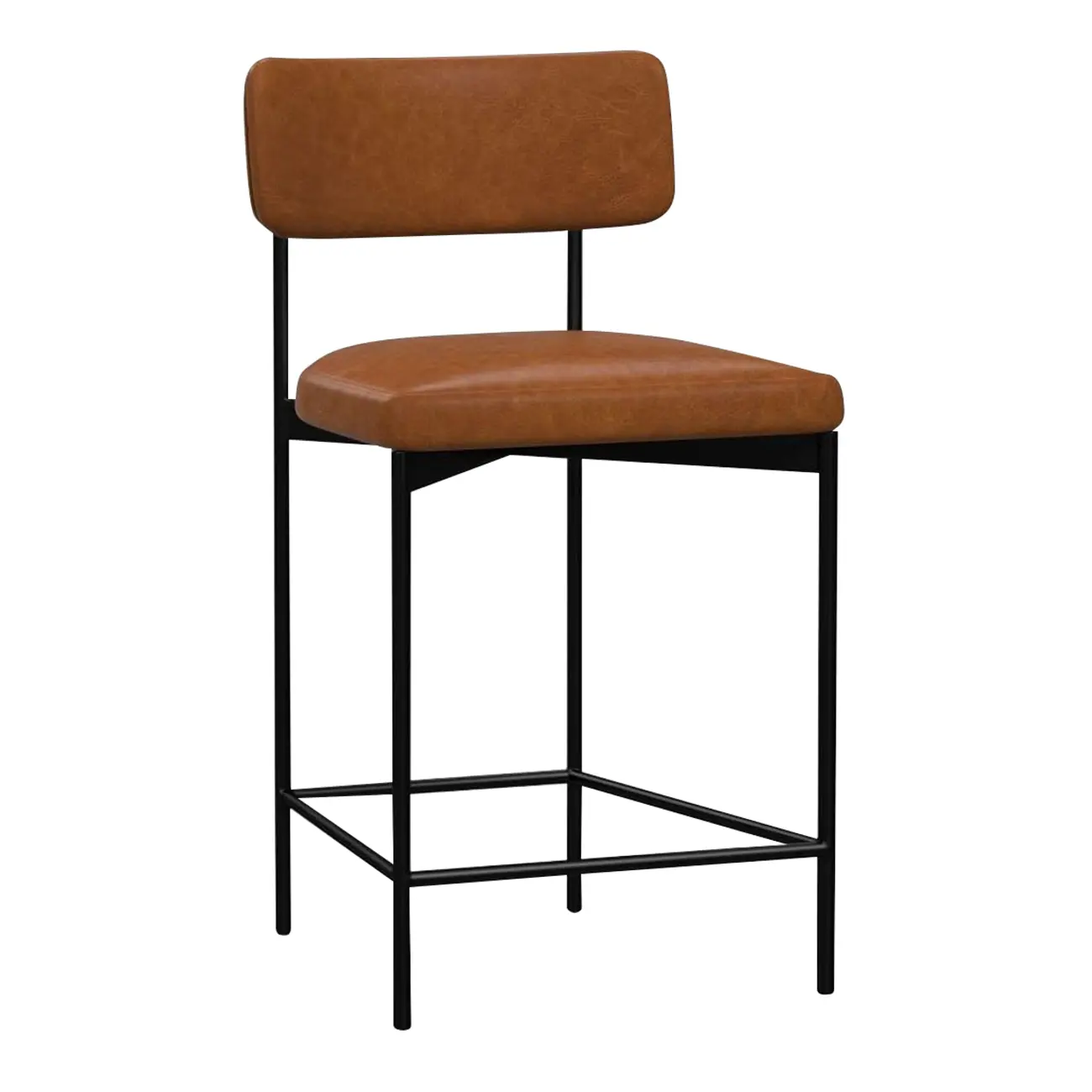 Industrial Pu Leather Low Back Armless Bar Stool Image - 6 | homeyfad