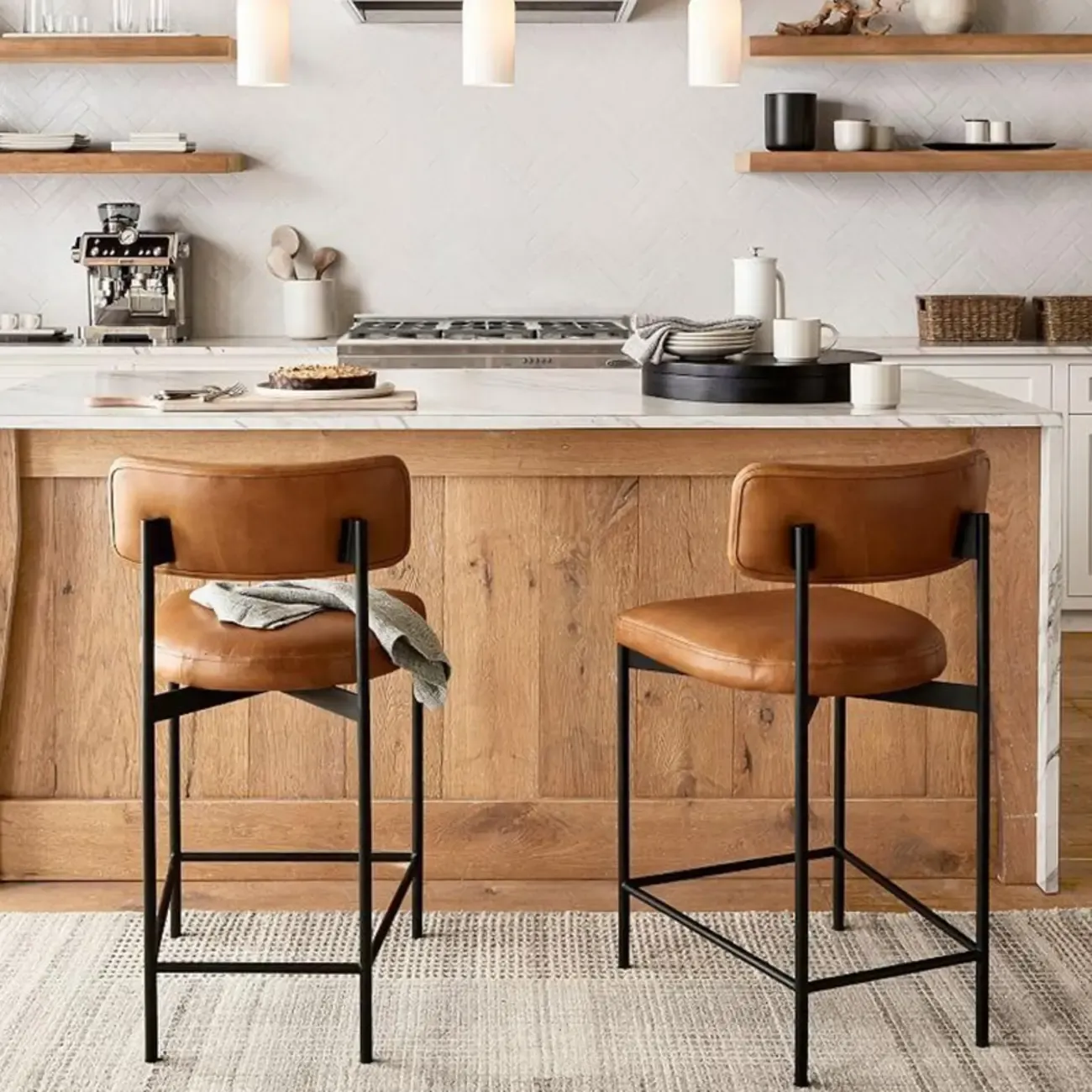 Industrial Pu Leather Low Back Armless Bar Stool Image - 1