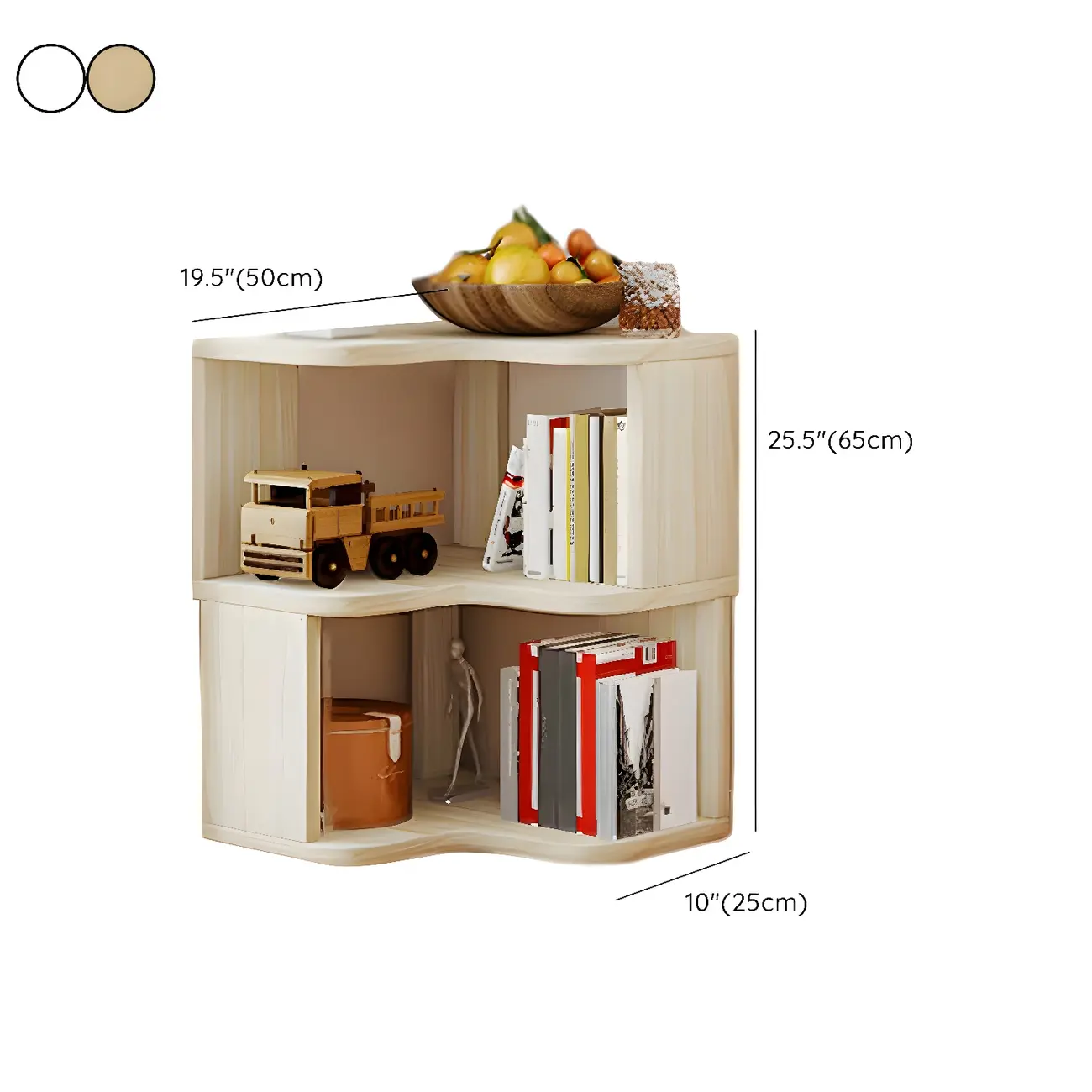 Vertical Wooden Corner Bookcase with Open Shelves #size | homeyfad